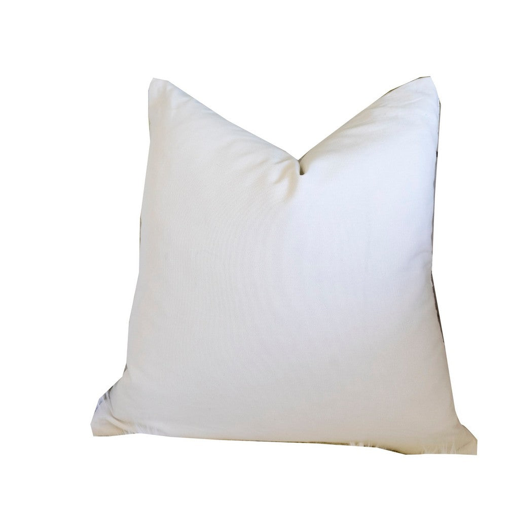 Lefy Accent Pillow | Gray Autumn Leaf Design on White Velvet | 20" Square