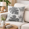 Lefy Accent Pillow | Gray Autumn Leaf Design on White Velvet | 20" Square