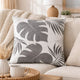 Lefy Accent Pillow | Gray Autumn Leaf Design on White Velvet | 20" Square