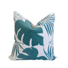 Lefy Accent Pillow | Blue Autumn Leaf Design on White Velvet | 20" Square