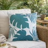 Lefy Accent Pillow | Blue Autumn Leaf Design on White Velvet | 20" Square