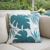 Lefy Accent Pillow | Blue Autumn Leaf Design on White Velvet | 20" Square