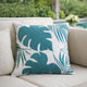 Lefy Accent Pillow | Blue Autumn Leaf Design on White Velvet | 20" Square