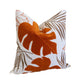 Lefy Accent Pillow | Orange Autumn Leaf Design on White Velvet | 20" Square