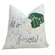 Christmas Throw Pillow | Let It Snow Green Knit Hat Design | 20" Square