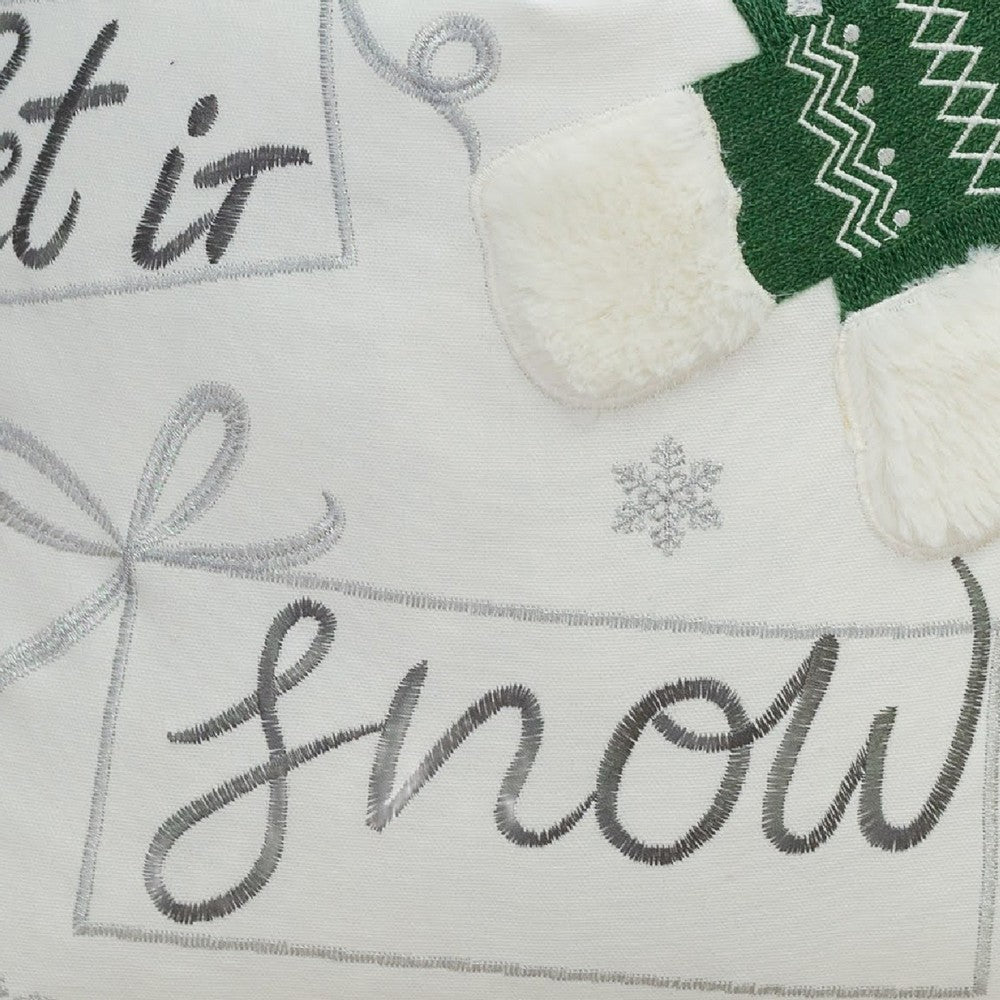 Christmas Throw Pillow | Let It Snow Green Knit Hat Design | 20" Square