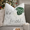 Christmas Throw Pillow | Let It Snow Green Knit Hat Design | 20" Square