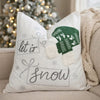 Christmas Throw Pillow | Let It Snow Green Knit Hat Design | 20" Square