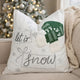 Christmas Throw Pillow | Let It Snow Green Knit Hat Design | 20" Square