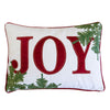 Christmas Lumbar Cushion | Red Joy & Green Leaves Velvet Accents | 14x20