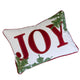 Christmas Lumbar Cushion | Red Joy & Green Leaves Velvet Accents | 14x20