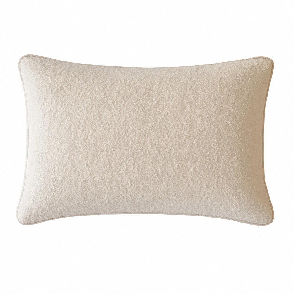 Hez Lumbar Throw Pillow | Plush Ivory Textured Fabric | 16x24 Rectangular