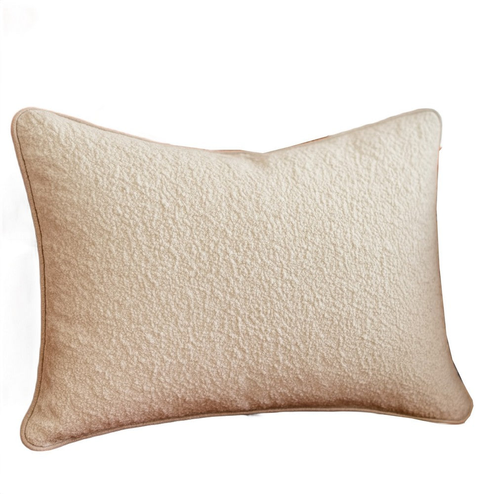 Hez Lumbar Throw Pillow | Plush Ivory Textured Fabric | 16x24 Rectangular