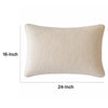 Hez Lumbar Throw Pillow | Plush Ivory Textured Fabric | 16x24 Rectangular