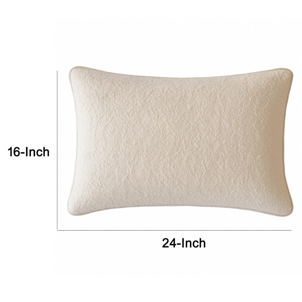 Hez Lumbar Throw Pillow | Plush Ivory Textured Fabric | 16x24 Rectangular