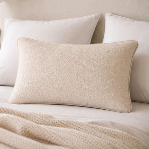 Hez Lumbar Throw Pillow | Plush Ivory Textured Fabric | 16x24 Rectangular