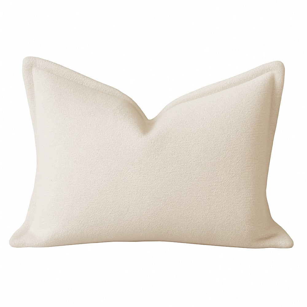 Hez Lumbar Throw Pillow | Flexible Ivory Fabric with Tailored Edges | 16x24