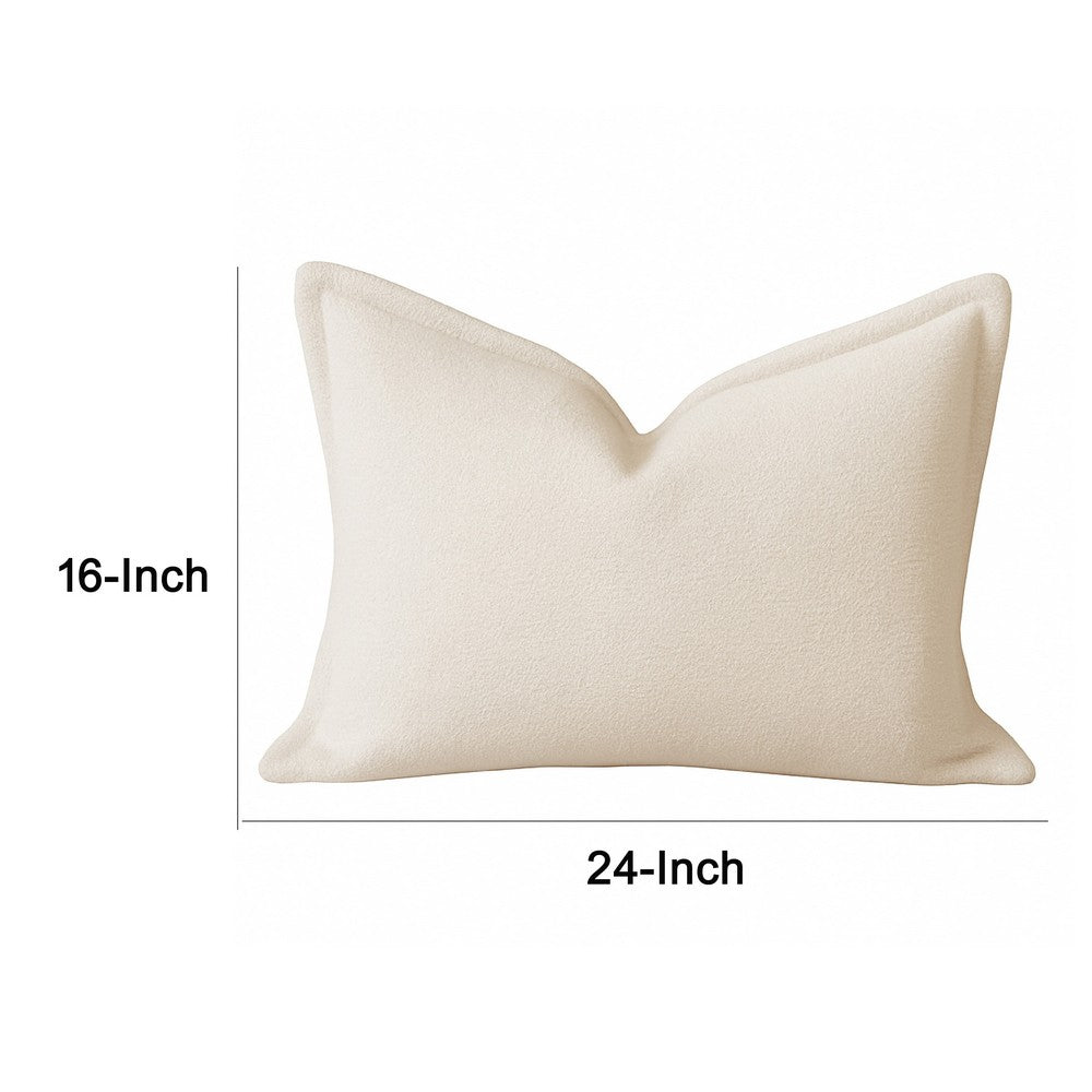 Hez Lumbar Throw Pillow | Flexible Ivory Fabric with Tailored Edges | 16x24