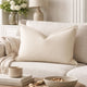 Hez Lumbar Throw Pillow | Flexible Ivory Fabric with Tailored Edges | 16x24