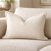 Hez Lumbar Throw Pillow | Flexible Ivory Fabric with Tailored Edges | 16x24