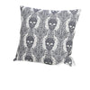Ary Square Throw Pillow | Black & White Gothic Damask Skull Design | 20"