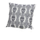 Ary Square Throw Pillow | Black & White Gothic Damask Skull Design | 20"