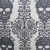 Ary Square Throw Pillow | Black & White Gothic Damask Skull Design | 20"