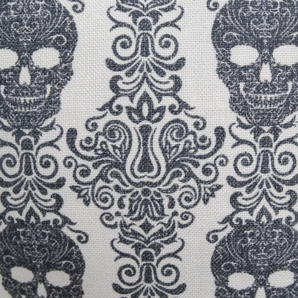 Ary Square Throw Pillow | Black & White Gothic Damask Skull Design | 20"