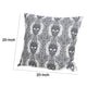 Ary Square Throw Pillow | Black & White Gothic Damask Skull Design | 20"