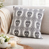 Ary Square Throw Pillow | Black & White Gothic Damask Skull Design | 20"
