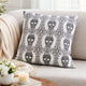 Ary Square Throw Pillow | Black & White Gothic Damask Skull Design | 20"