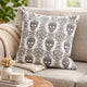 Ary Square Throw Pillow | Black & White Gothic Damask Skull Design | 20"