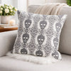 Ary Square Throw Pillow | Black & White Gothic Damask Skull Design | 20"