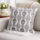 Ary Square Throw Pillow | Black & White Gothic Damask Skull Design | 20"