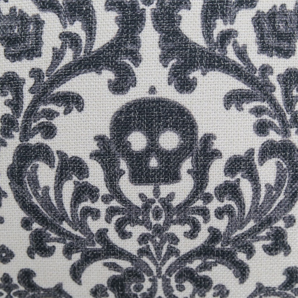 Ary Throw Pillow | Black & White Baroque Skull Design | 20" Square