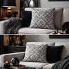 Ary Throw Pillow | Black & White Baroque Skull Design | 20" Square