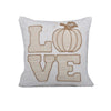 Decorative Throw Pillow | Love Pumpkin Beige Linen Embroidery | 20" Square