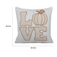 Decorative Throw Pillow | Love Pumpkin Beige Linen Embroidery | 20" Square
