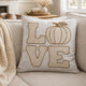 Decorative Throw Pillow | Love Pumpkin Beige Linen Embroidery | 20" Square
