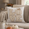 Decorative Throw Pillow | Love Pumpkin Beige Linen Embroidery | 20" Square