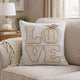 Decorative Throw Pillow | Love Pumpkin Beige Linen Embroidery | 20" Square