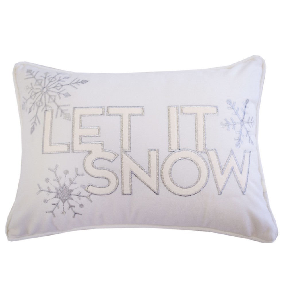 Jiny Lumbar Pillow with Insert | Let It Snow Ivory Velvet Embroidery 14x20