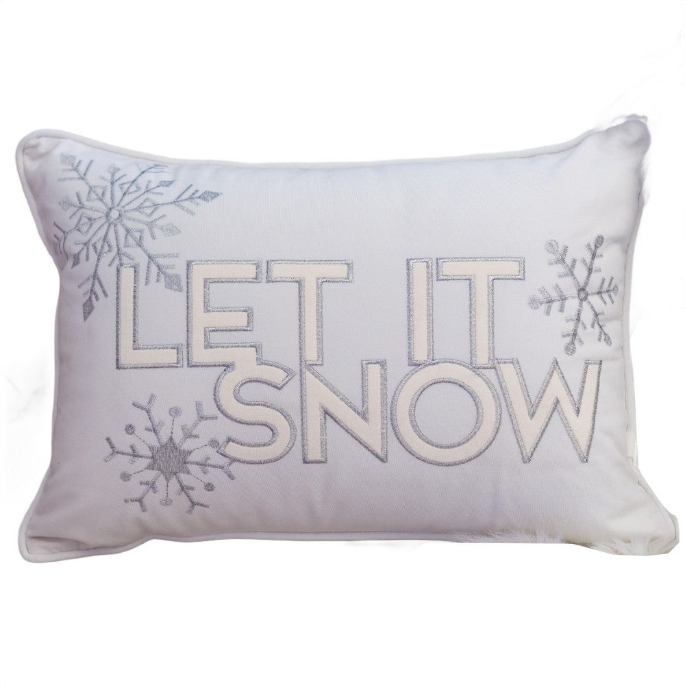 Jiny Lumbar Pillow with Insert | Let It Snow Ivory Velvet Embroidery 14x20