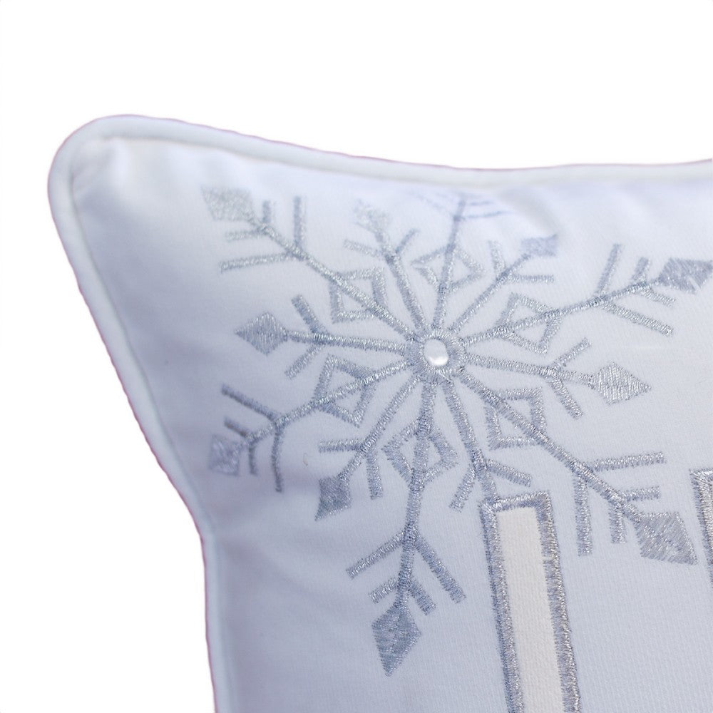 Jiny Lumbar Pillow with Insert | Let It Snow Ivory Velvet Embroidery 14x20