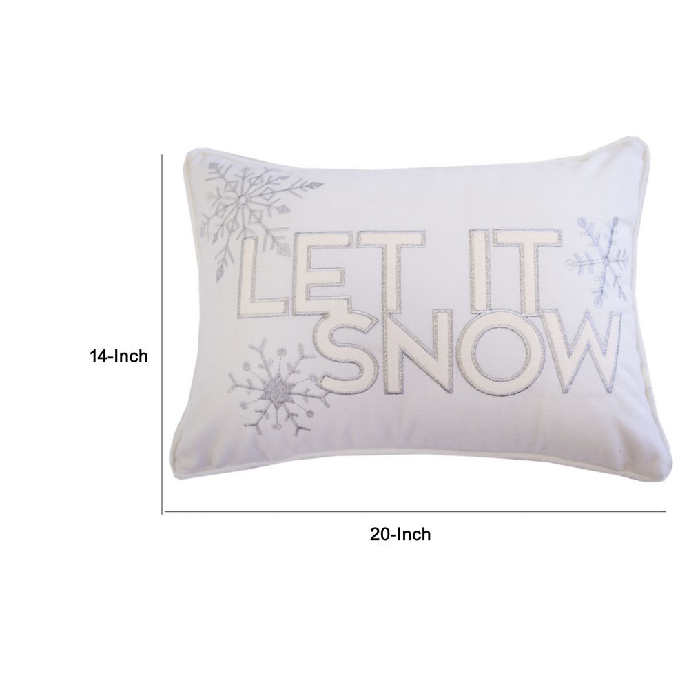 Jiny Lumbar Pillow with Insert | Let It Snow Ivory Velvet Embroidery 14x20
