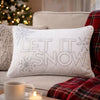 Jiny Lumbar Pillow with Insert | Let It Snow Ivory Velvet Embroidery 14x20
