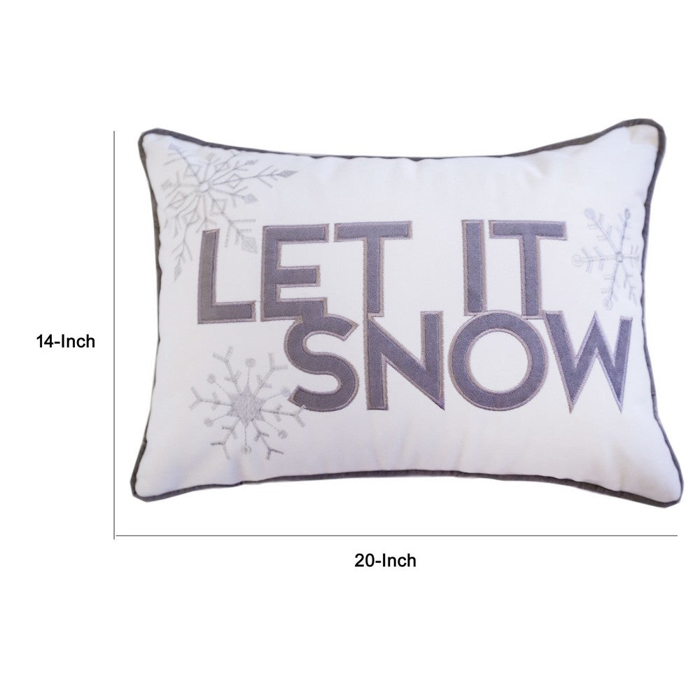 Jiny Lumbar Pillow with Insert | Let It Snow Gray Velvet Embroidery 14x20