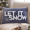 Jiny Dark Lumbar Pillow | Let It Snow White Velvet Embroidery 14x20