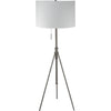 Simi Floor Lamp | Adjustable Tripod | White Linen Shade | Nickel Metal