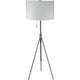 Simi Floor Lamp | Adjustable Tripod | White Linen Shade | Nickel Metal